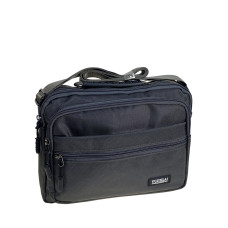 На фото 1 - Сумка мужская через плечо текстильная, цвет серый