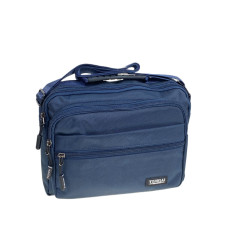 На фото 1 - Сумка мужская через плечо текстильная, цвет синий