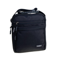 На фото 2 - Сумка мужская через плечо текстильная, цвет черный