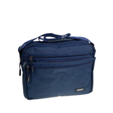 На фото 1 - Сумка мужская через плечо текстильная, цвет синий