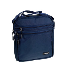 На фото 1 - Сумка мужская через плечо текстильная, цвет синий