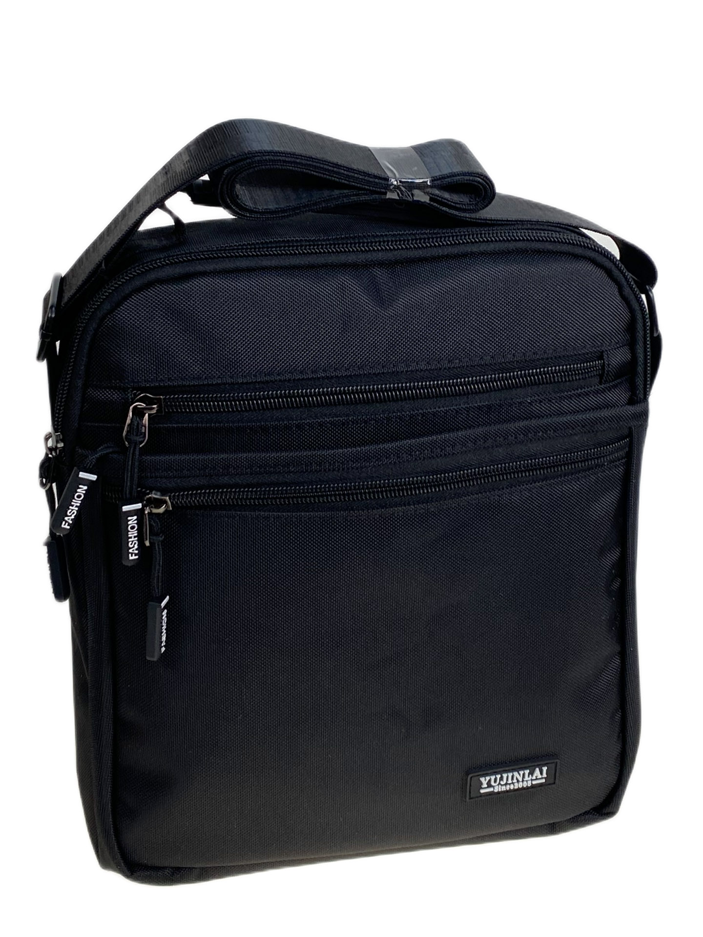 На фото 1 - Сумка мужская через плечо текстильная, цвет черный