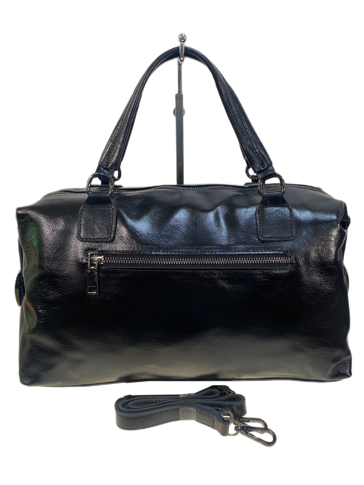 На фото 2 - Женская сумка из натуральной кожи, цвет черный