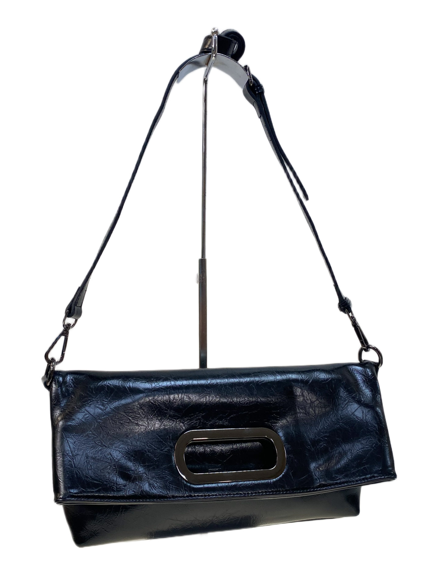 На фото 1 - Женская сумка из натуральной кожи, цвет черный