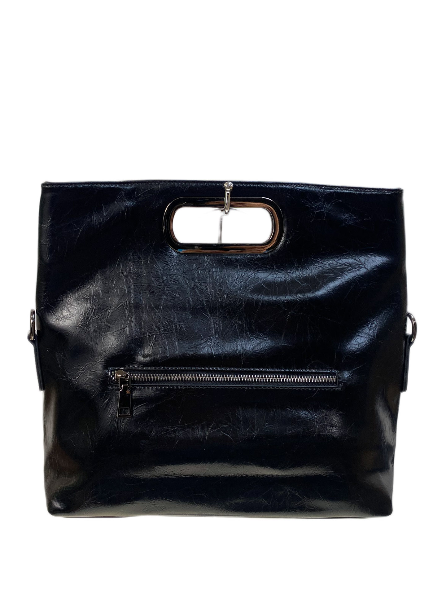 На фото 2 - Женская сумка из натуральной кожи, цвет черный