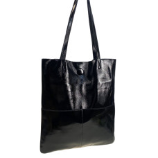 На фото 1 - Женская сумка из натуральной кожи, цвет черный