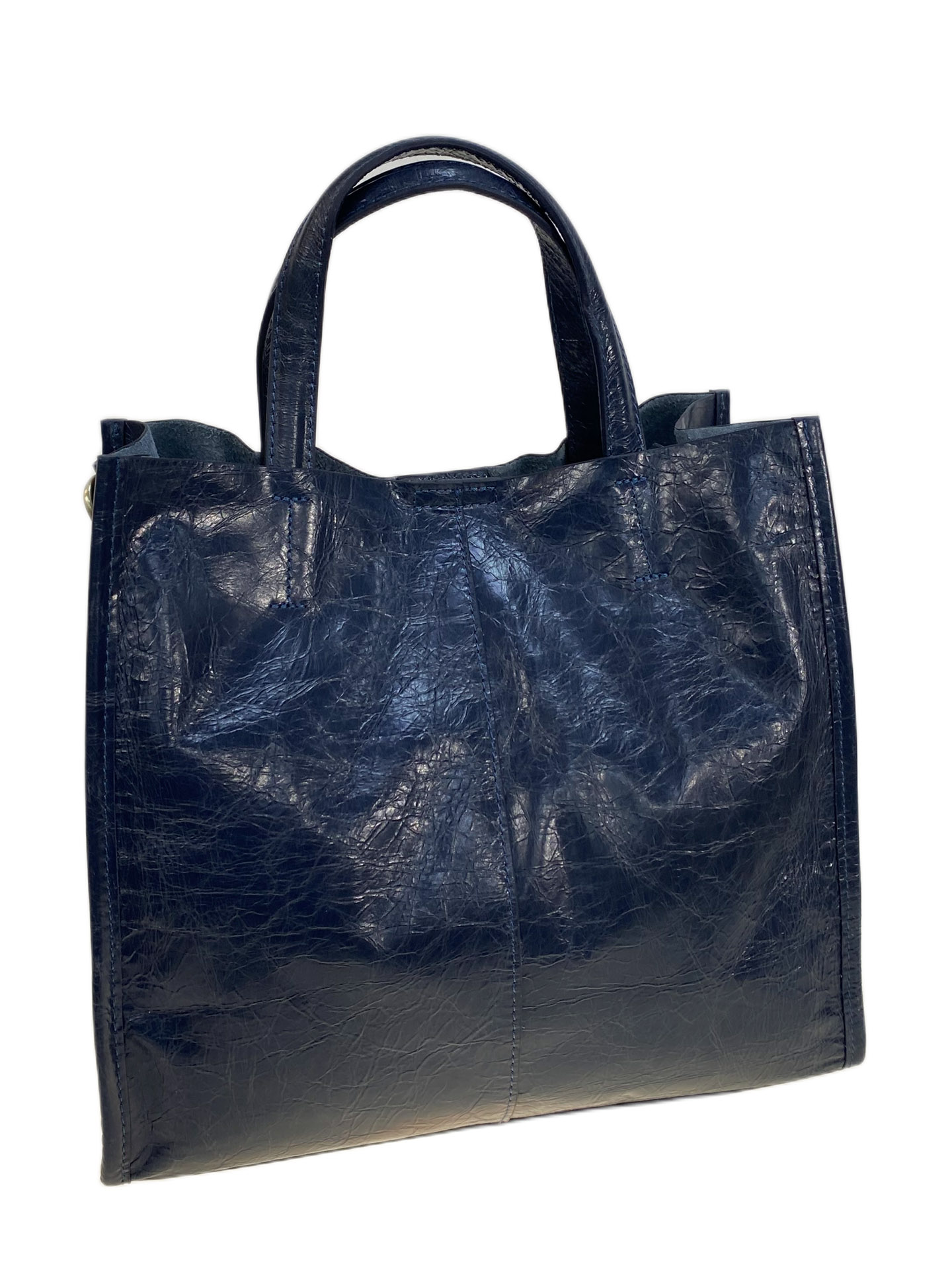 На фото 1 - Женская сумка из натуральной кожи, цвет  синий