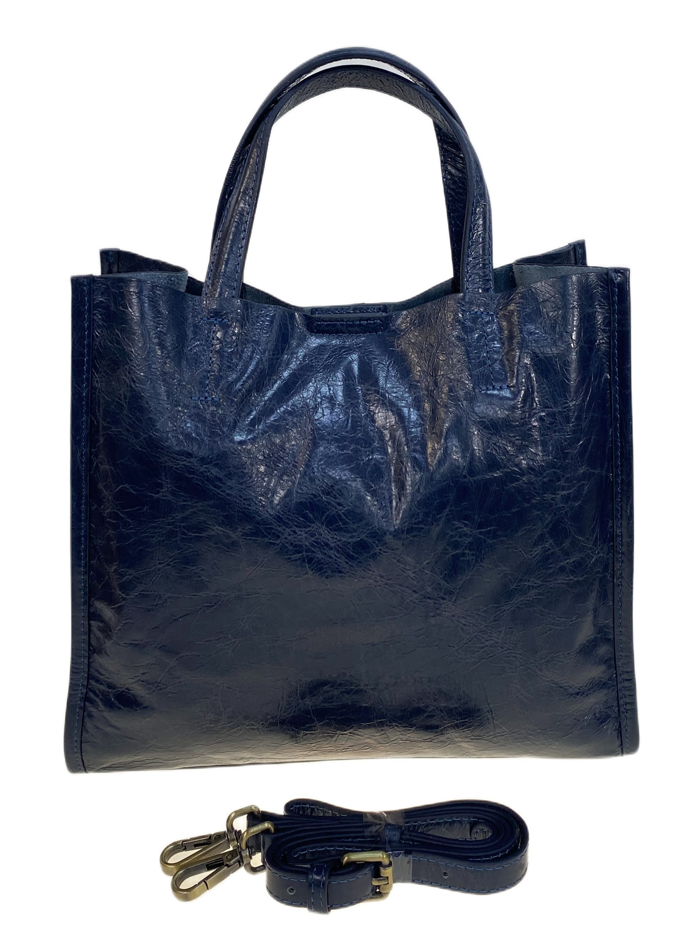 На фото 2 - Женская сумка из натуральной кожи, цвет  синий