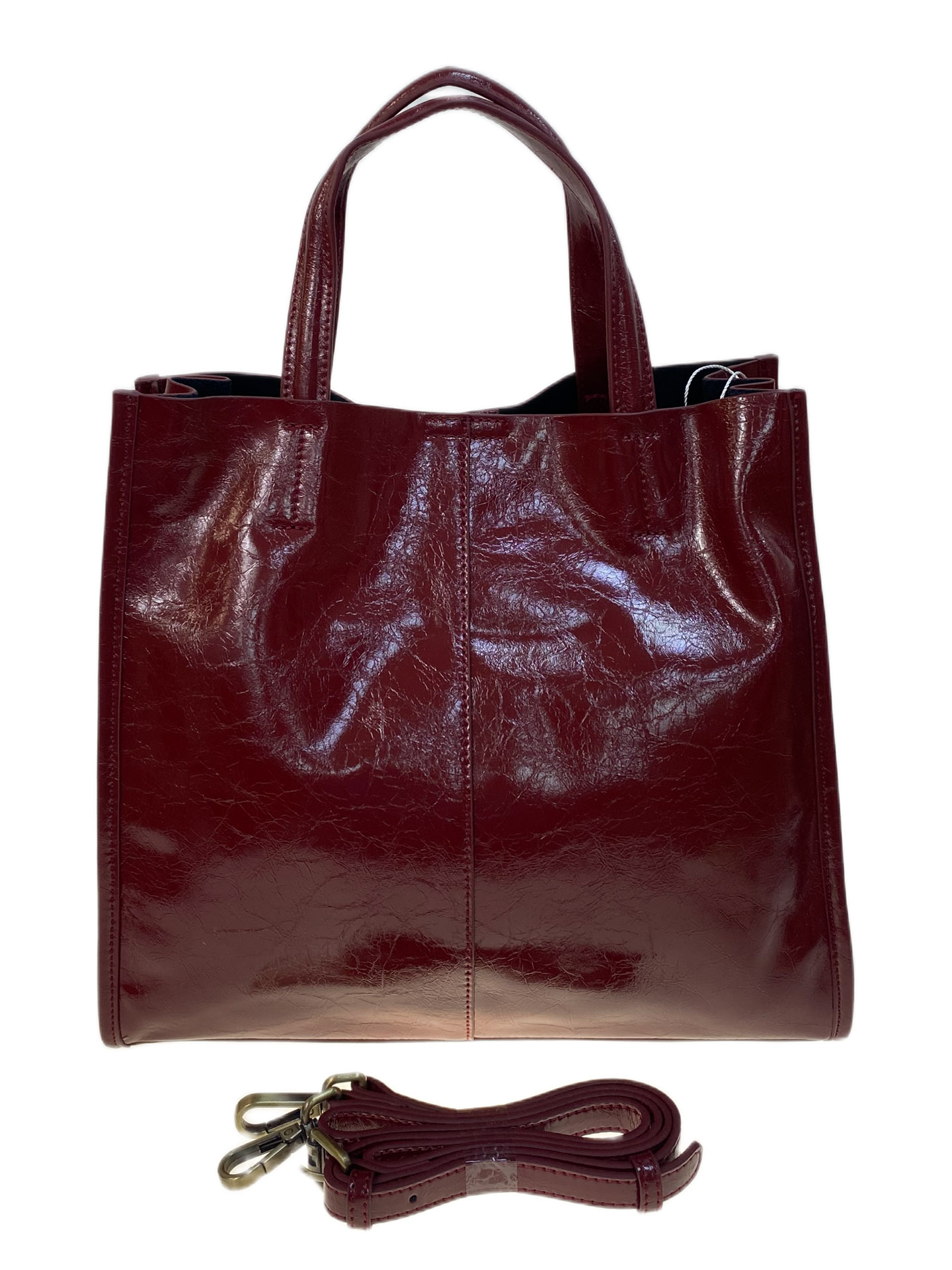 На фото 2 - Женская сумка из натуральной кожи, цвет  бордовый