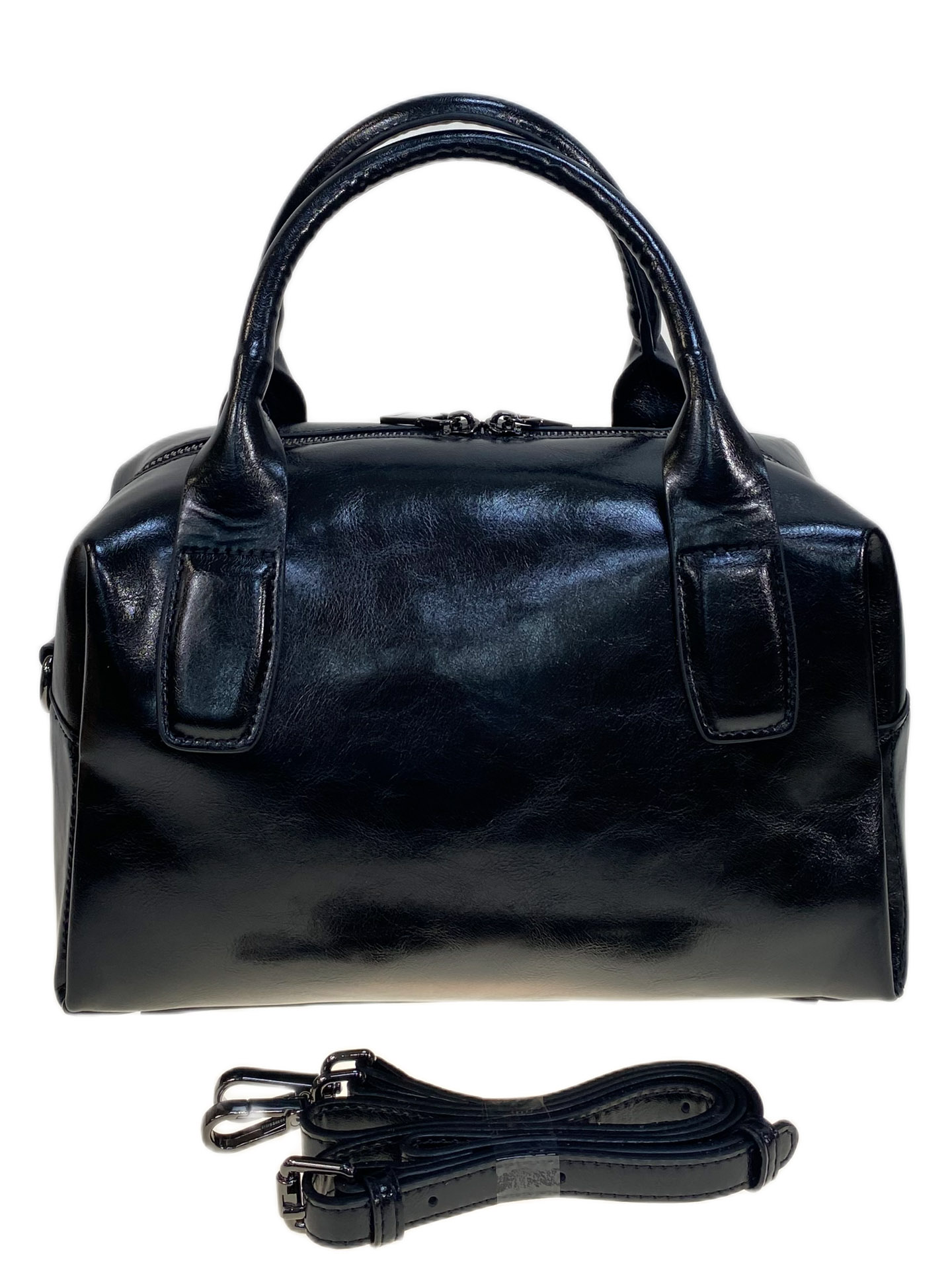 На фото 2 - Женская сумка из натуральной кожи, цвет черный