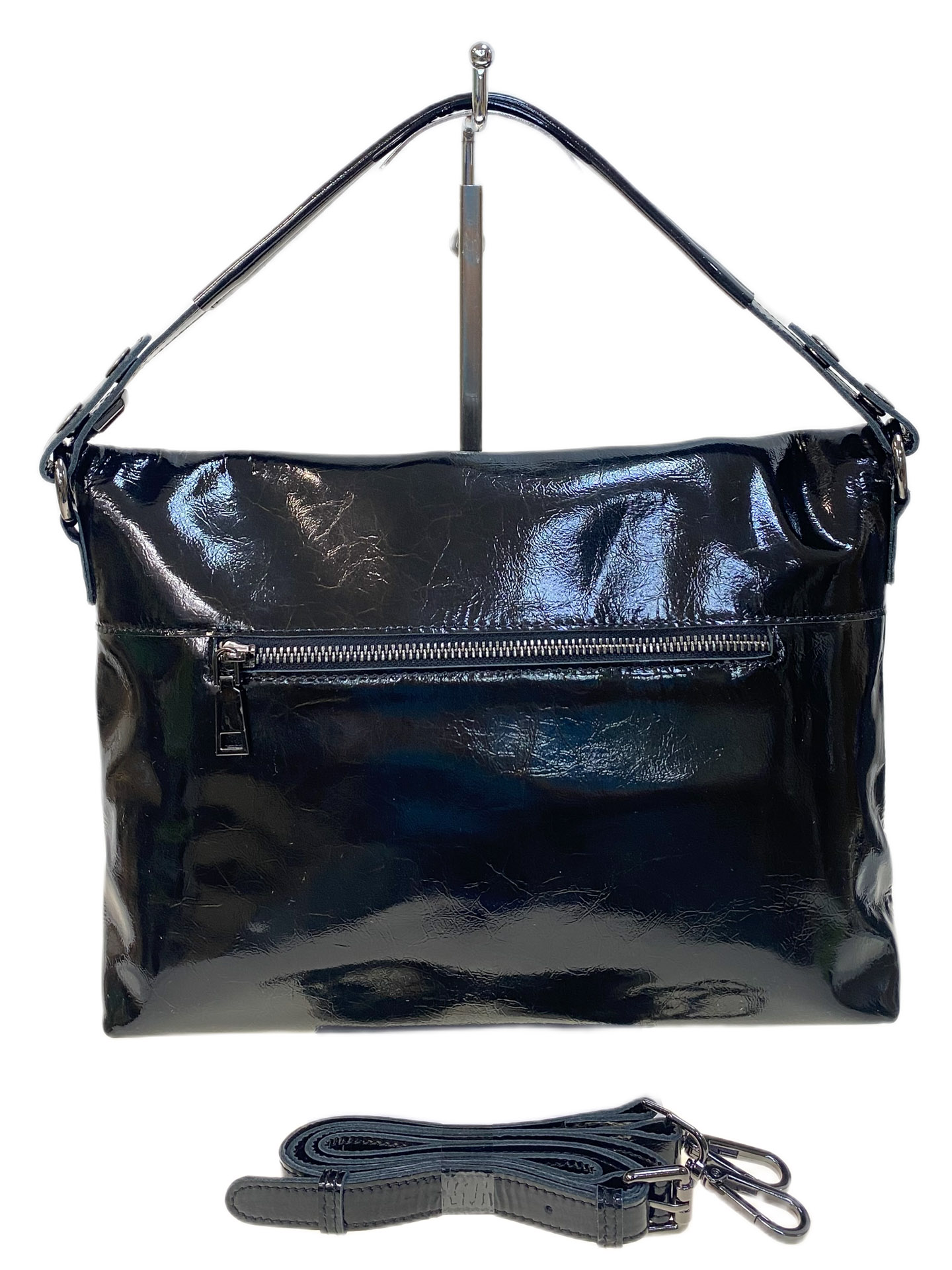 На фото 2 - Женская сумка из натуральной кожи, цвет черный