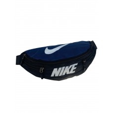 На фото 1 - Мужская поясная сумка из текстиля, цвет черный/синий