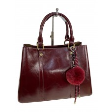 На фото 1 - Женская сумка из искусственной кожи, цвет бордовый