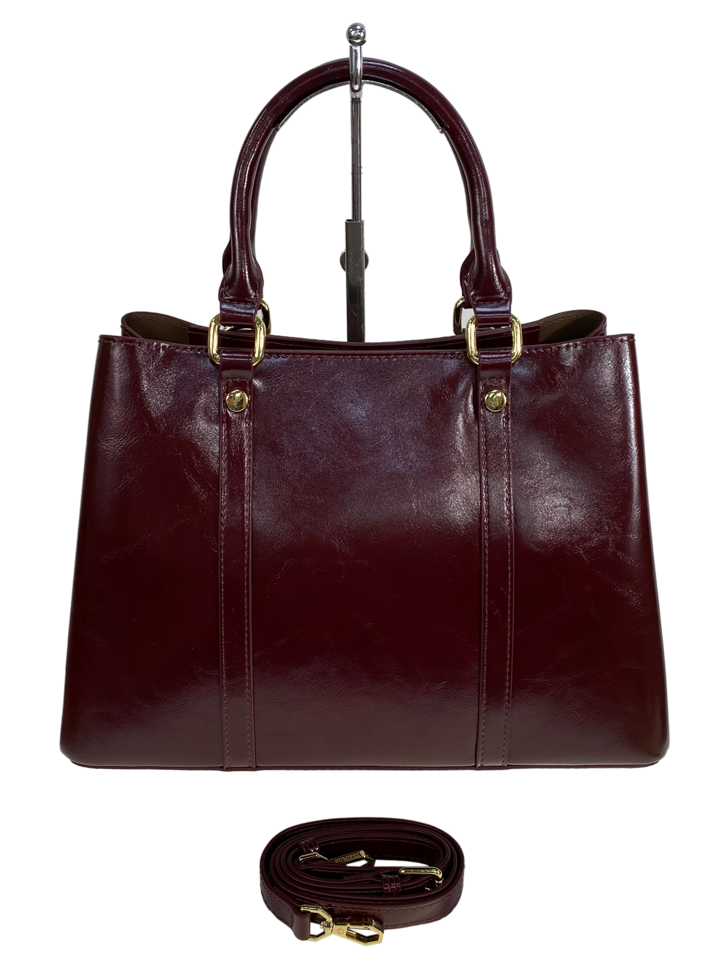 На фото 2 - Женская сумка из искусственной кожи, цвет бордовый