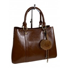 На фото 1 - Женская сумка из искусственной кожи, цвет коричневый