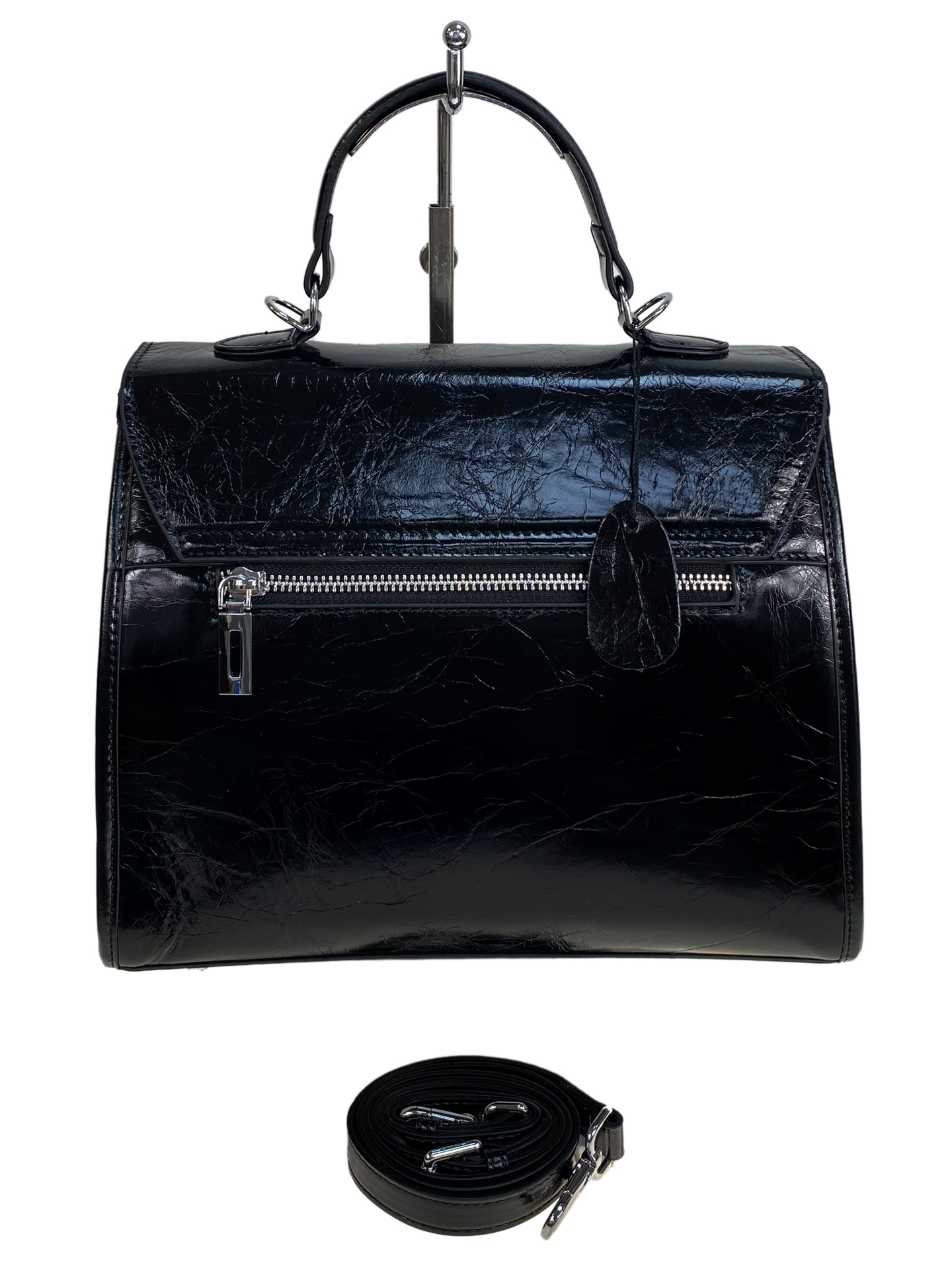 На фото 2 - Женская сумочка из натуральной кожи, цвет черный