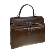 На фото 1 - Женская сумка из натуральной кожи, цвет коричневый