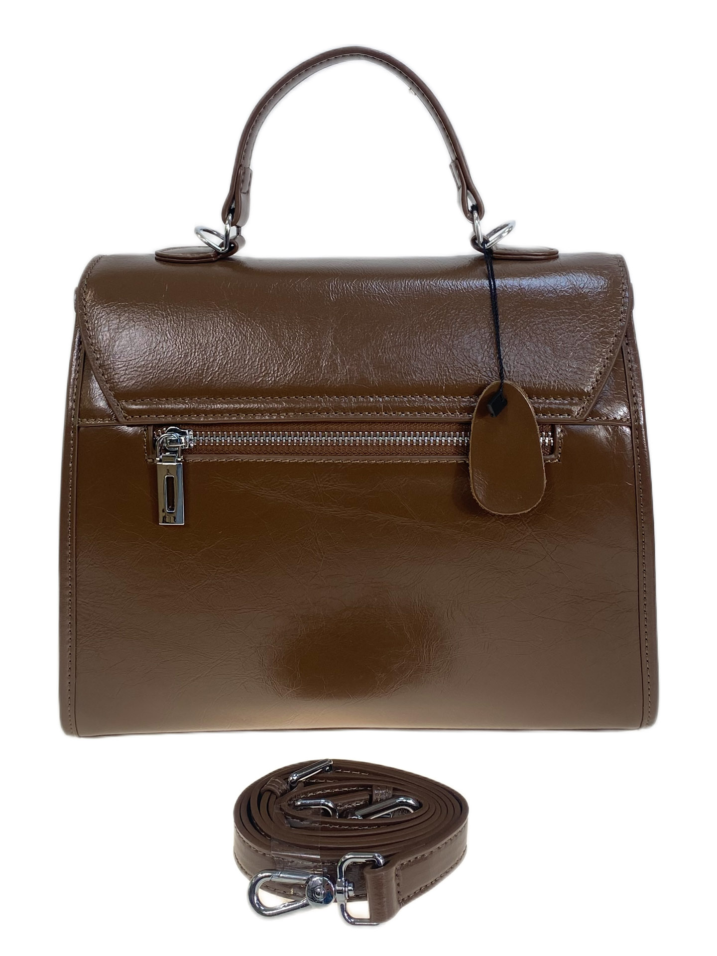 На фото 2 - Женская сумка из натуральной кожи, цвет коричневый