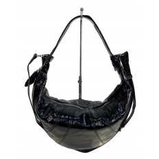 На фото 2 - Сумка хобо через плечо из искусственной кожи, цвет черный