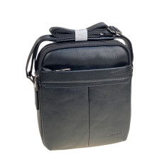 На фото 1 - Сумка мужская из натуральной кожи, цвет черный