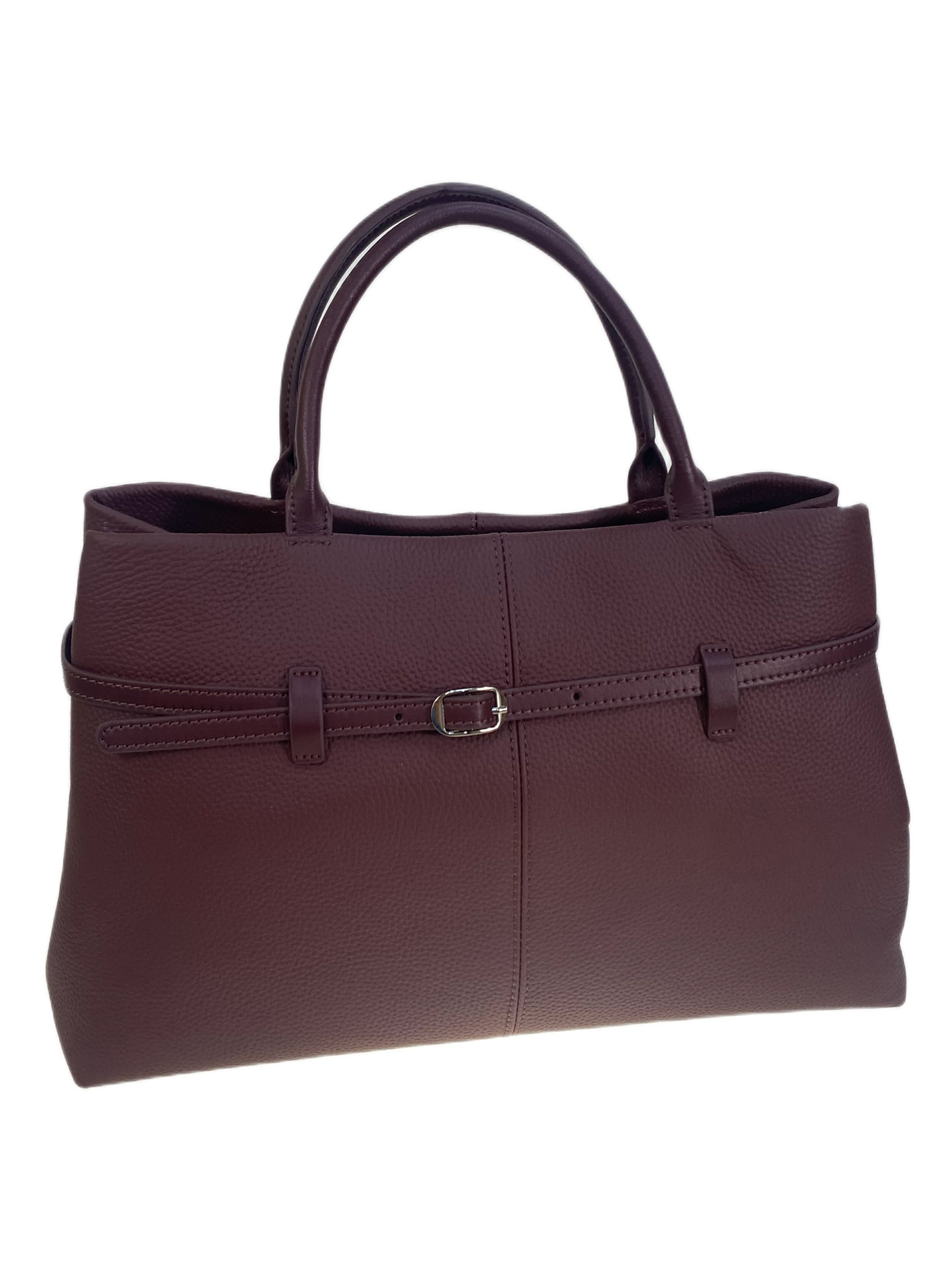 На фото 1 - Женская сумка из натуральной кожи, цвет бордовый