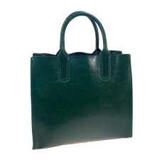 На фото 1 - Женская сумка из натуральной кожи, цвет зеленый