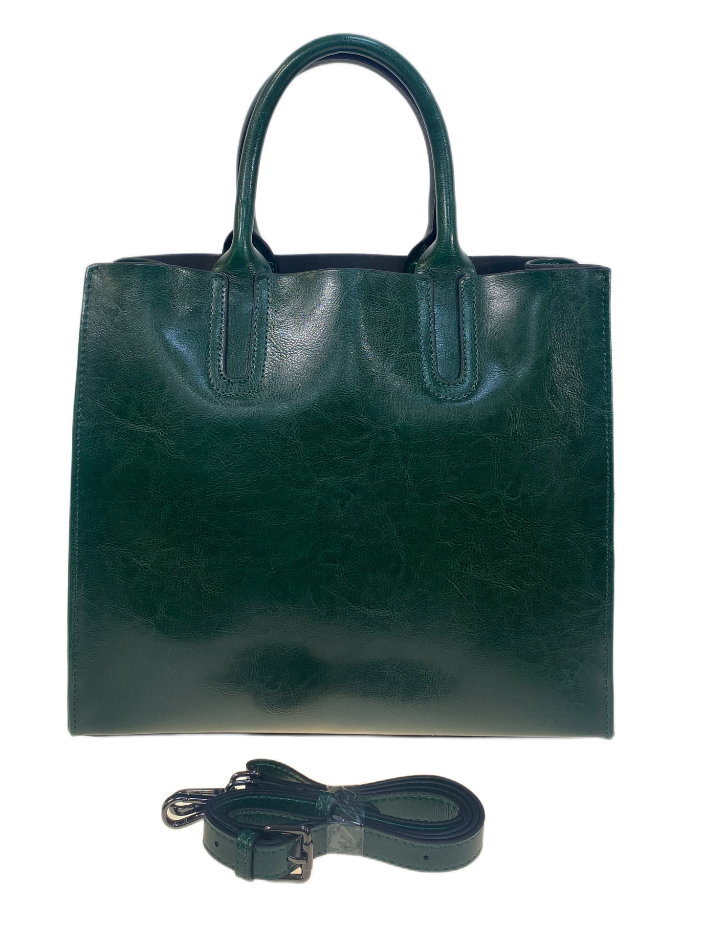 На фото 2 - Женская сумка из натуральной кожи, цвет зеленый