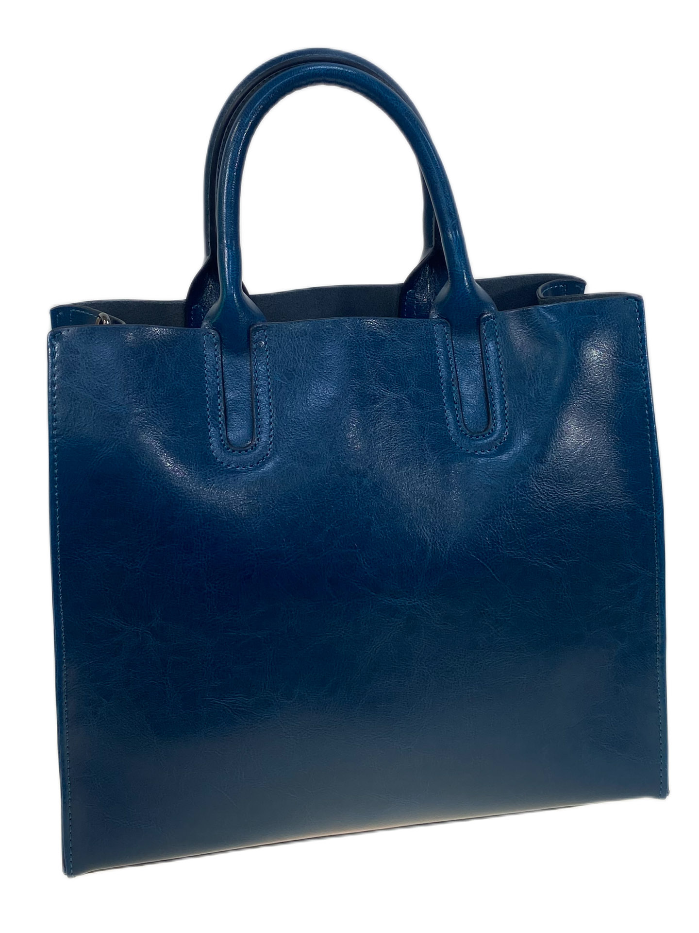 На фото 1 - Женская сумка из натуральной кожи, цвет  синий