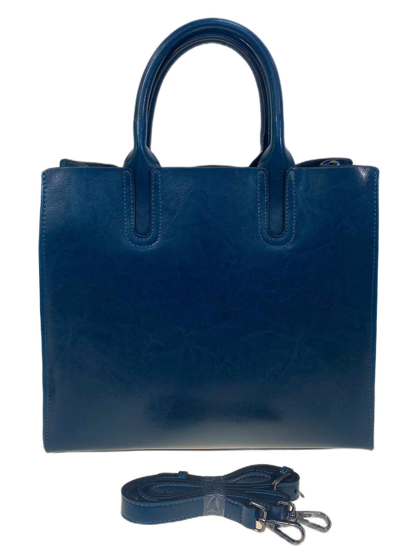 На фото 2 - Женская сумка из натуральной кожи, цвет  синий