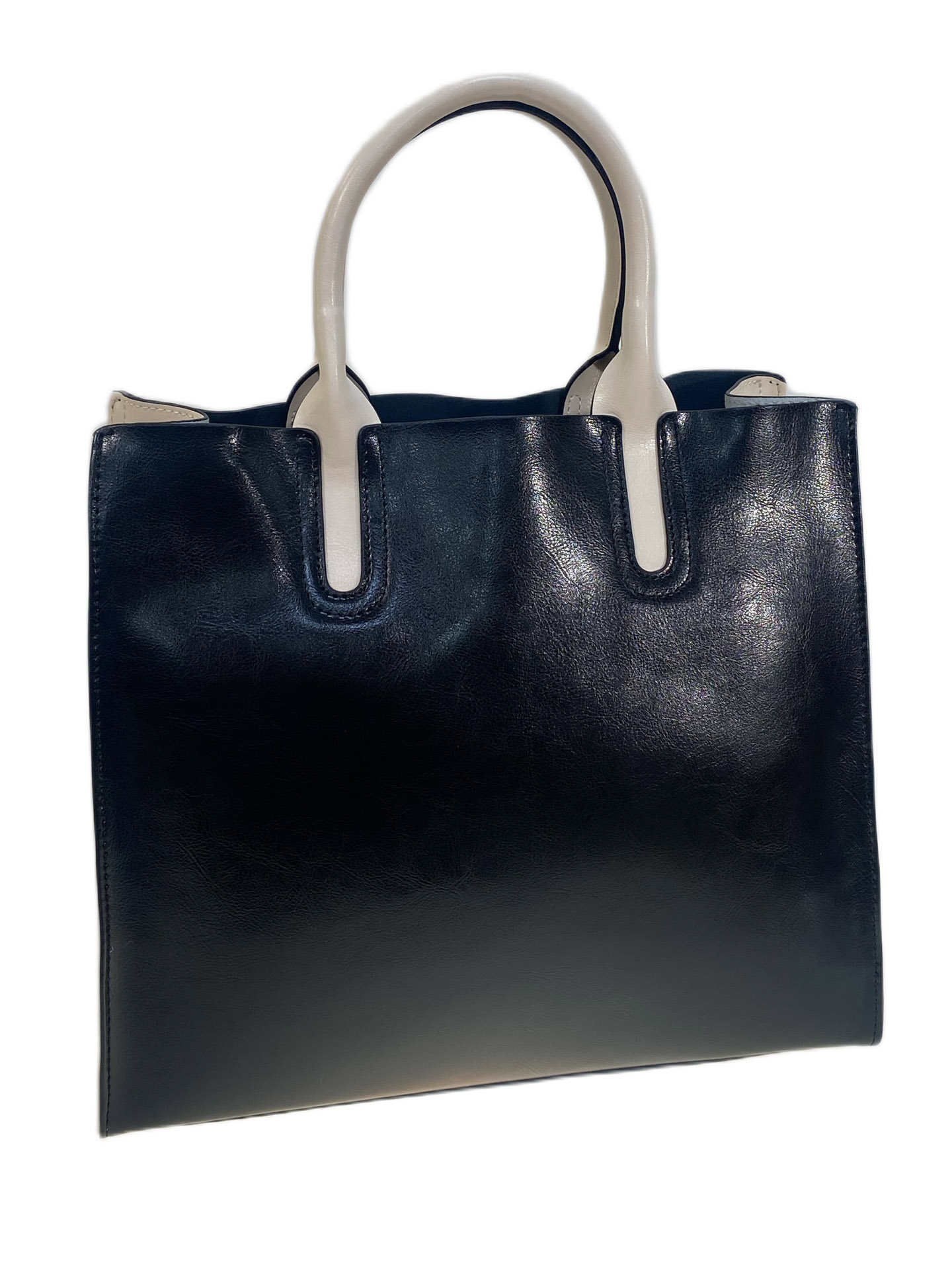 На фото 1 - Женская сумка из натуральной кожи, цвет черный