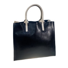 На фото 1 - Женская сумка из натуральной кожи, цвет черный