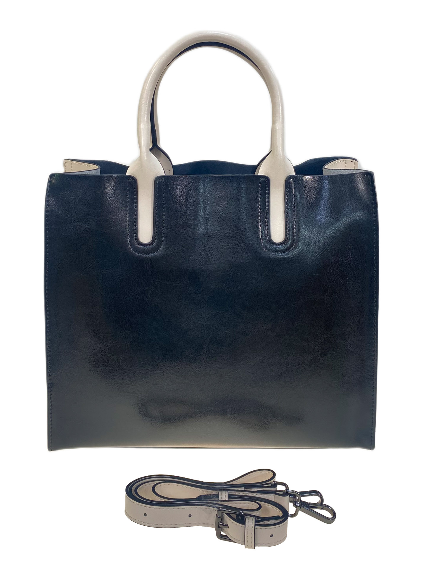 На фото 2 - Женская сумка из натуральной кожи, цвет черный