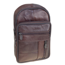 На фото 1 - Сумка мужская через плечо из натуральной кожи, цвет коричневый