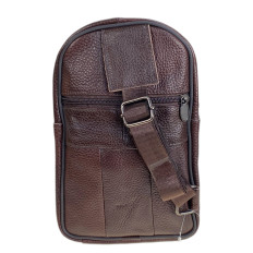 На фото 2 - Сумка мужская через плечо из натуральной кожи, цвет коричневый