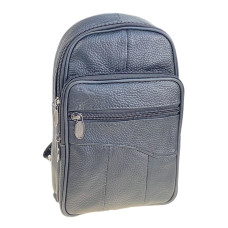 На фото 1 - Сумка мужская через плечо из натуральной кожи, цвет черный