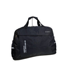 На фото 1 - Дорожная сумка из текстиля  с принтом, цвет черный