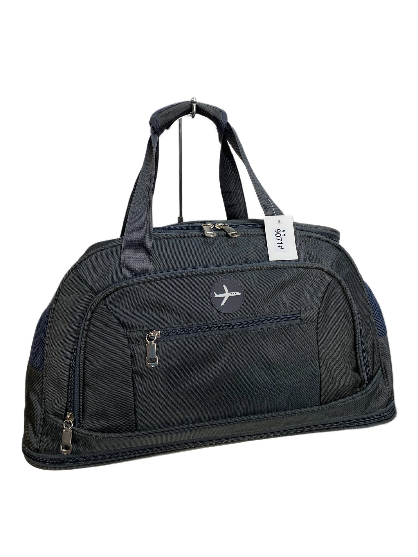 На фото 1 - Дорожная сумка из текстиля, цвет темно серый