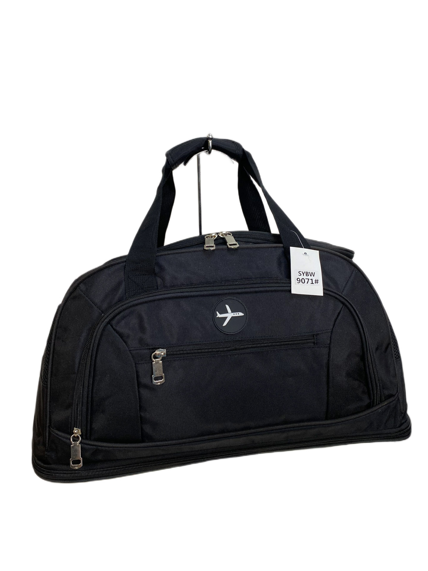 На фото 1 - Дорожная сумка из текстиля, цвет черный