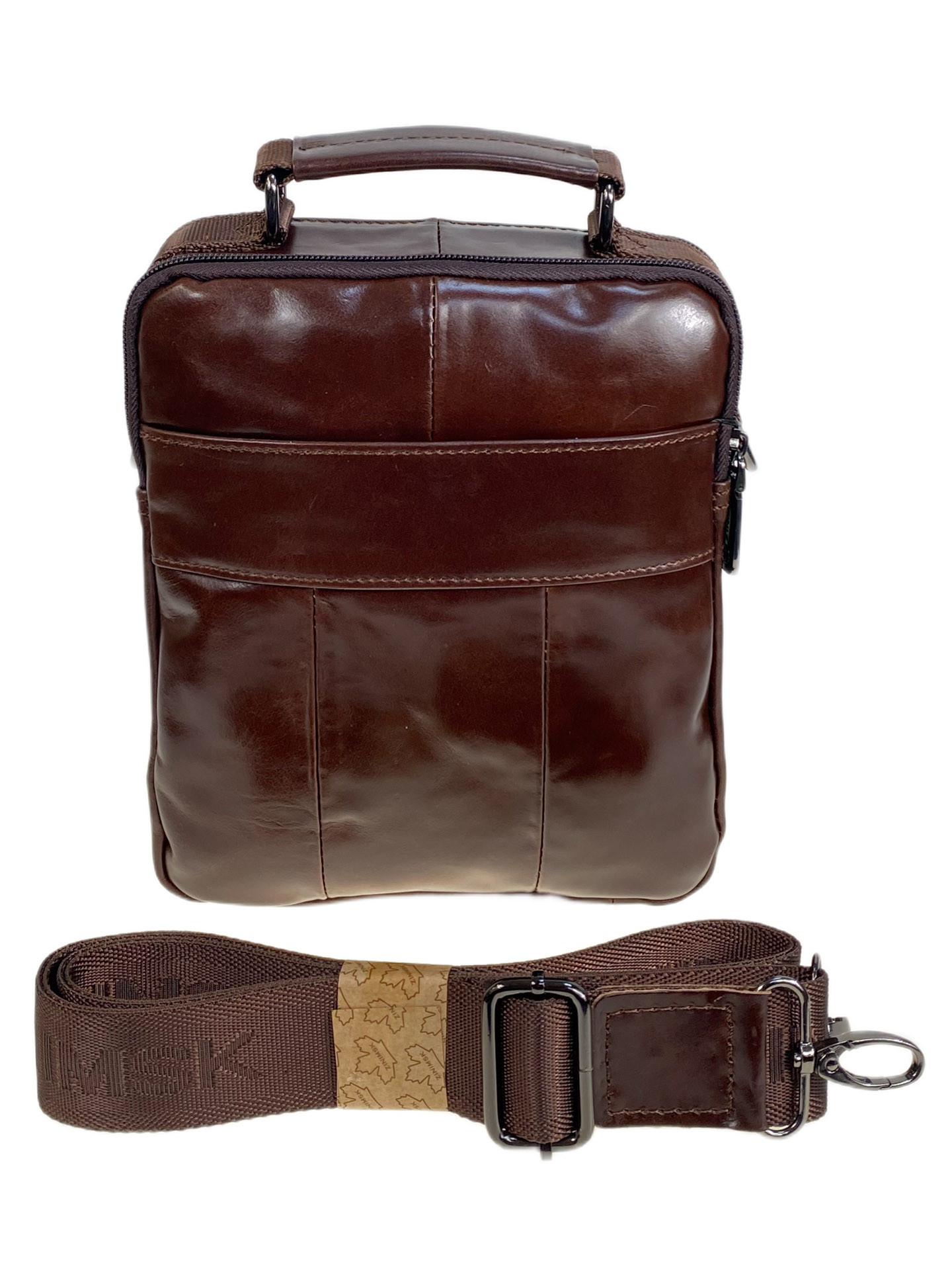 На фото 2 - Сумка мужская из натуральной кожи, цвет коричневый