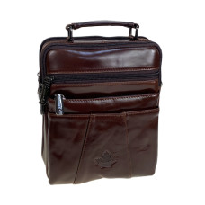 На фото 1 - Сумка мужская из натуральной кожи, цвет коричневый