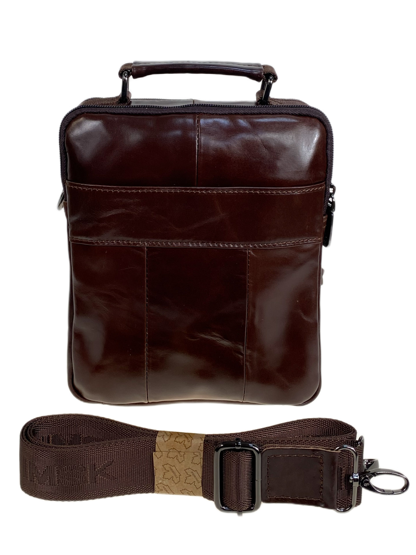 На фото 2 - Сумка мужская из натуральной кожи, цвет коричневый