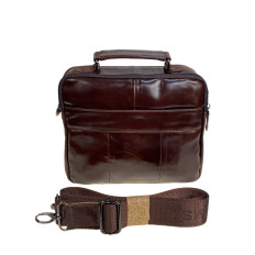 На фото 2 - Сумка мужская из натуральной кожи, цвет коричневый