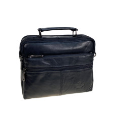 На фото 1 - Сумка мужская из натуральной кожи, цвет черный