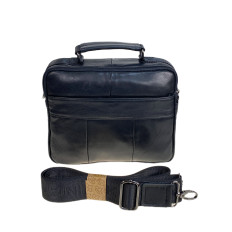 На фото 2 - Сумка мужская из натуральной кожи, цвет черный