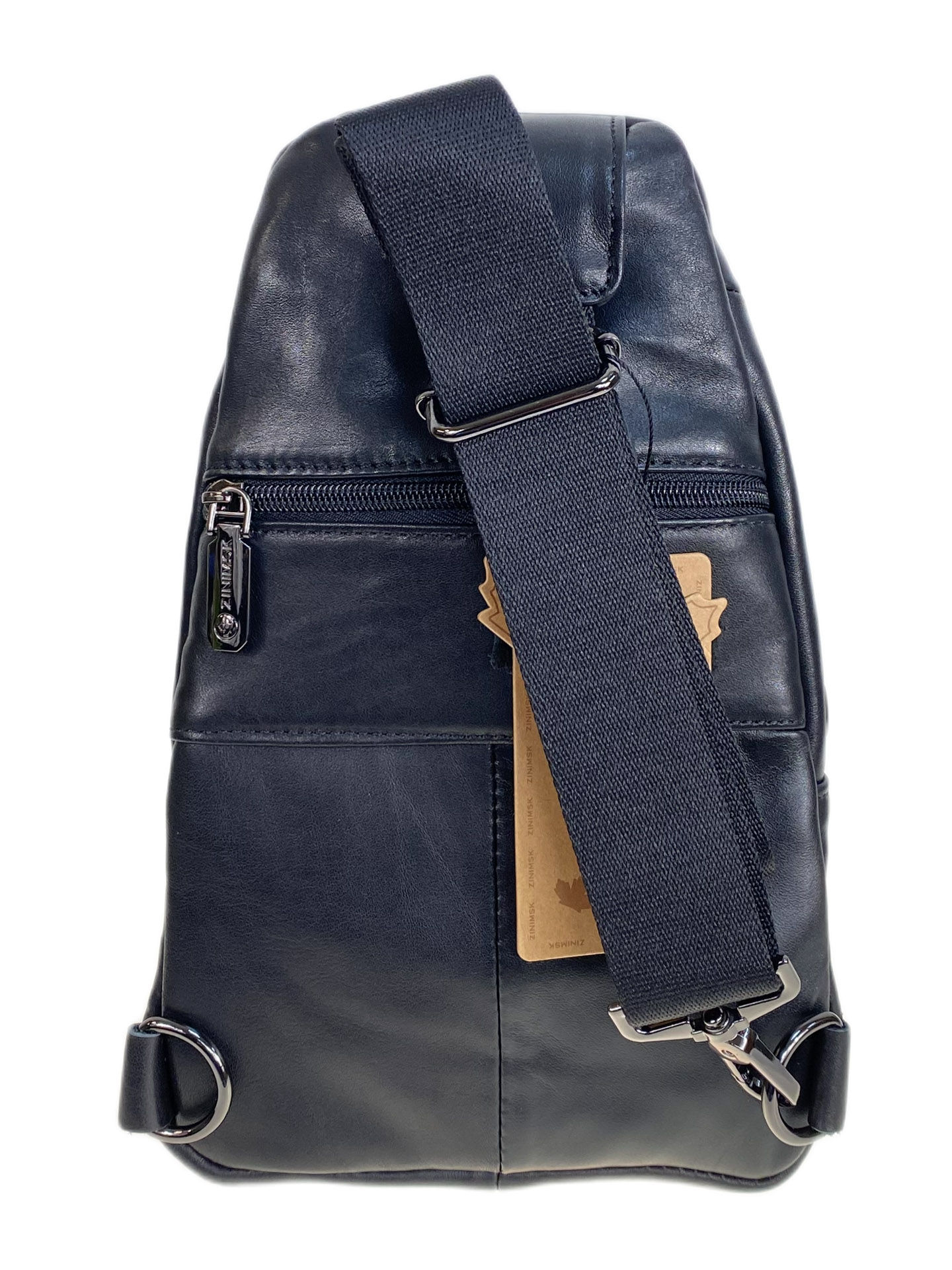 На фото 2 - Сумка мужская через плечо из натуральной кожи, цвет черный