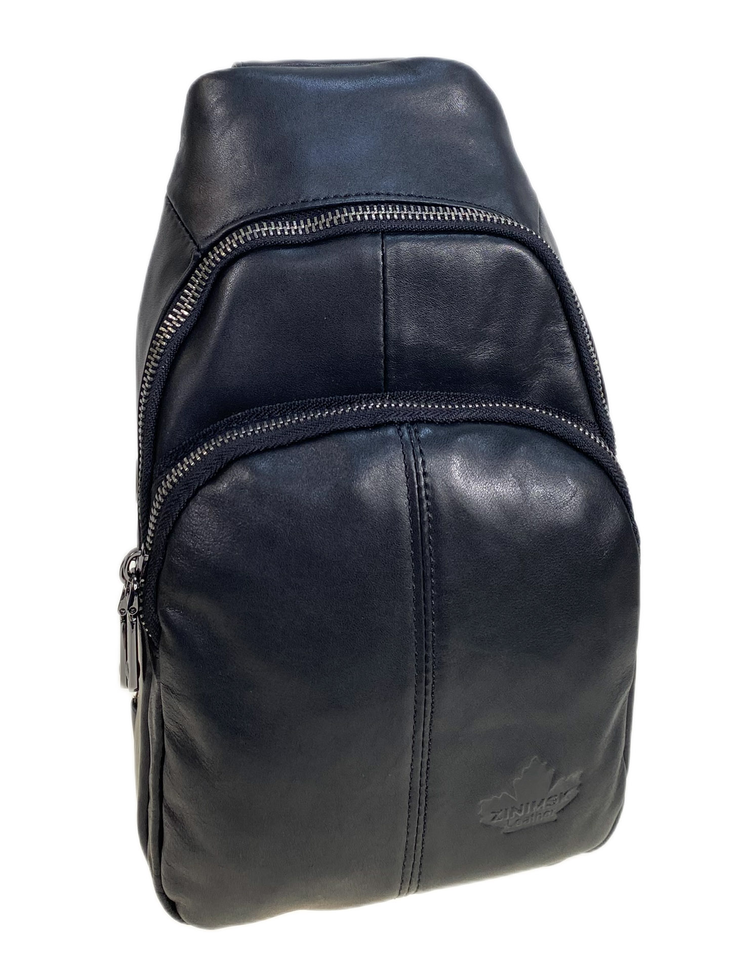 На фото 1 - Сумка мужская через плечо из натуральной кожи, цвет черный