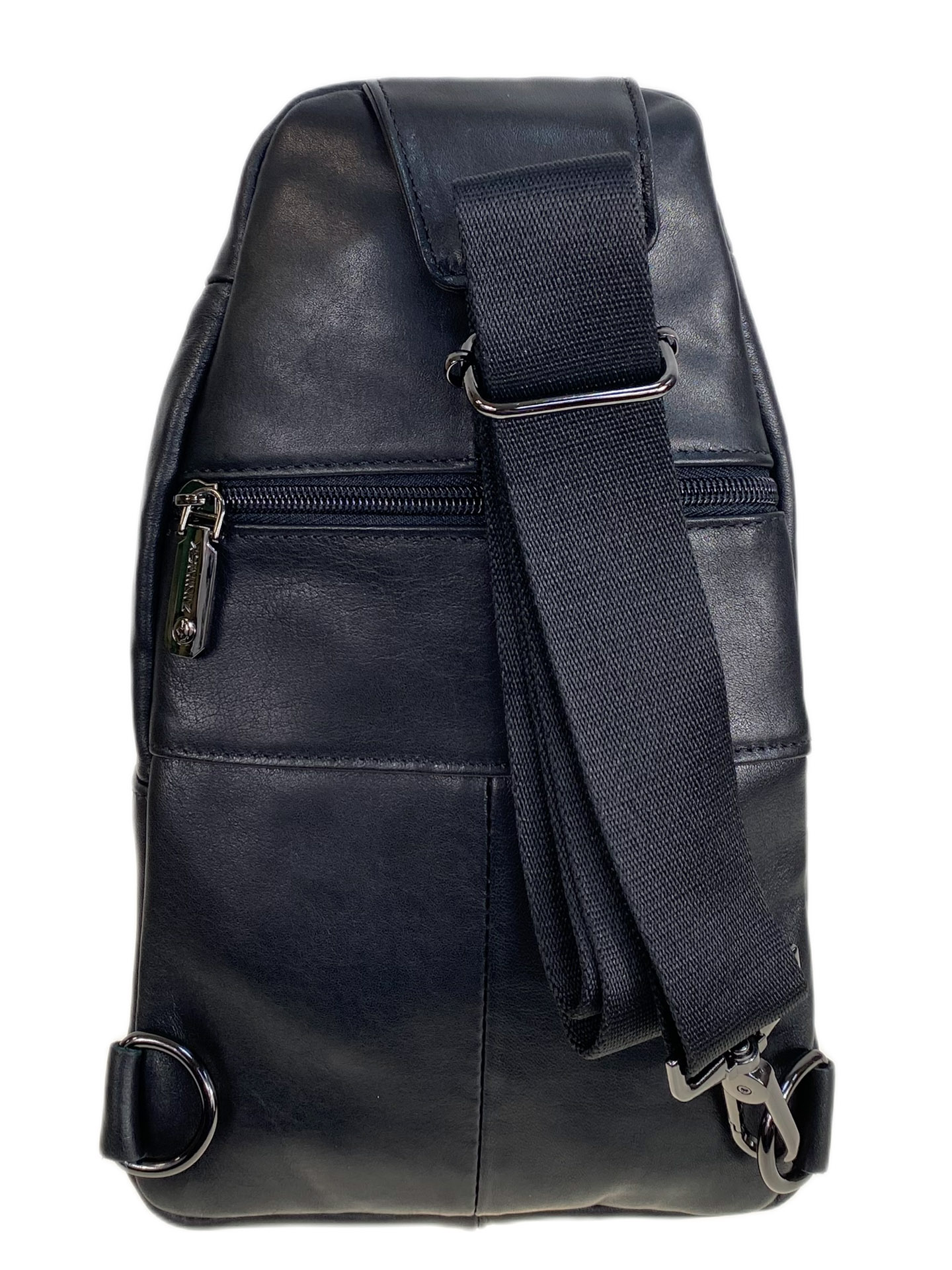 На фото 2 - Сумка мужская через плечо из натуральной кожи, цвет черный