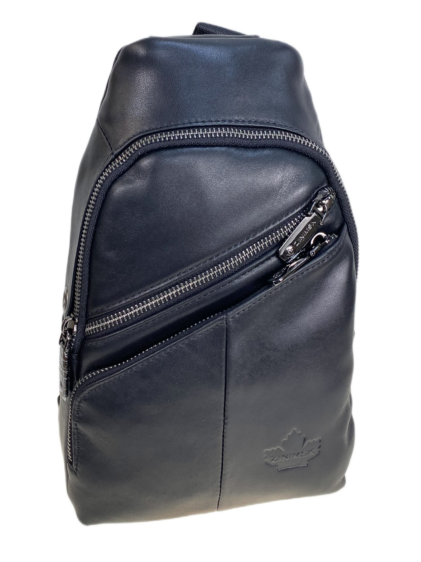 На фото 1 - Сумка мужская через плечо из натуральной кожи, цвет черный