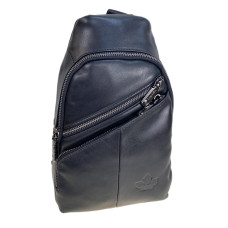 На фото 1 - Сумка мужская через плечо из натуральной кожи, цвет черный