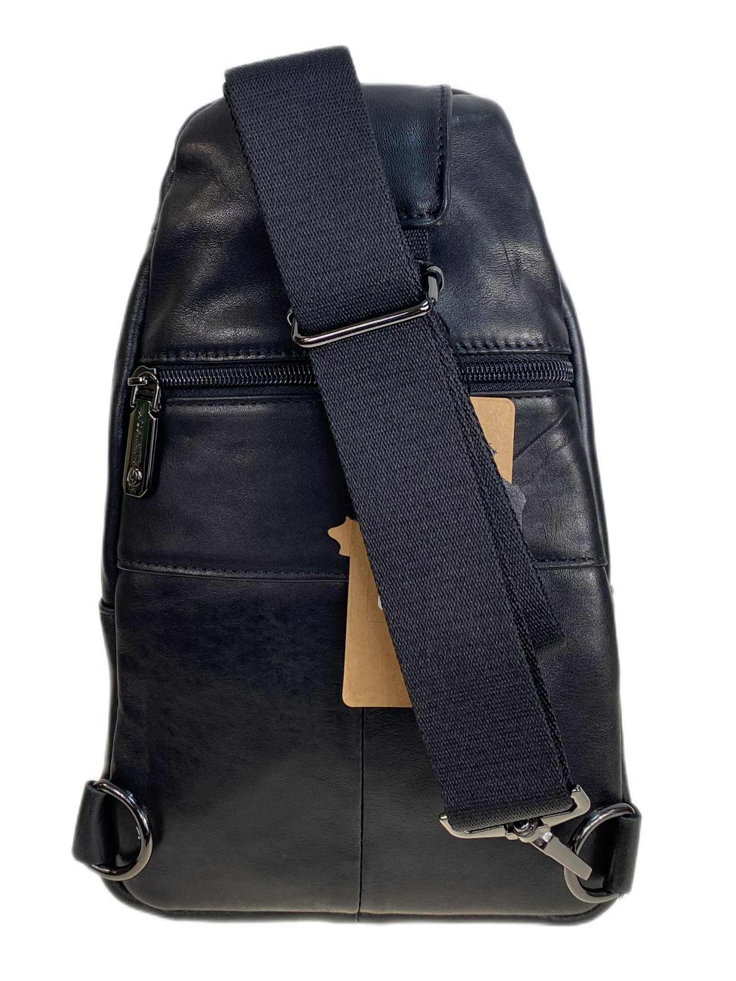 На фото 2 - Сумка мужская через плечо из натуральной кожи, цвет черный